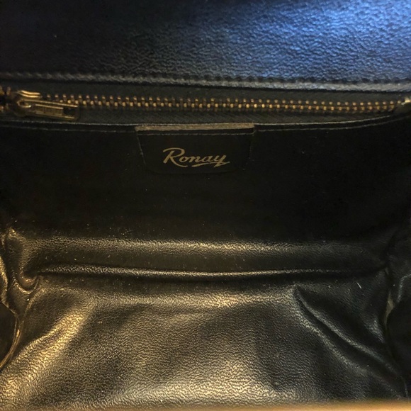 Vintage 1950s Ronay Leather Box Purse Handbag Brown Handles Amazing - Picture 8 of 12